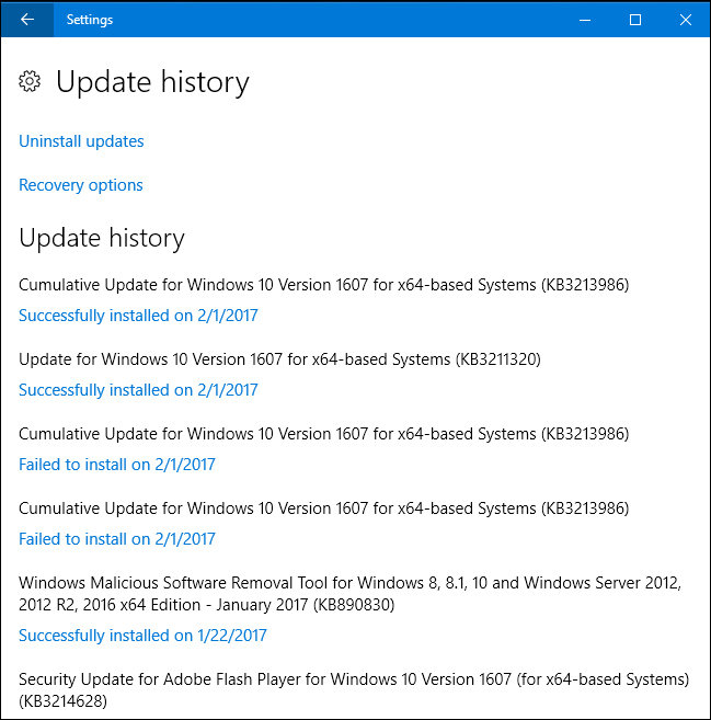 Speichern aller Windows-Updates fehlgeschlagen