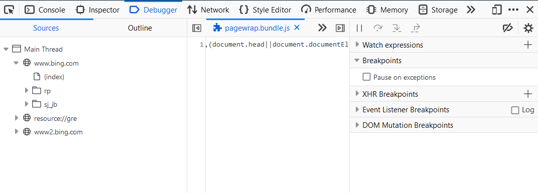 depuración javascript personalizada de Firefox Web