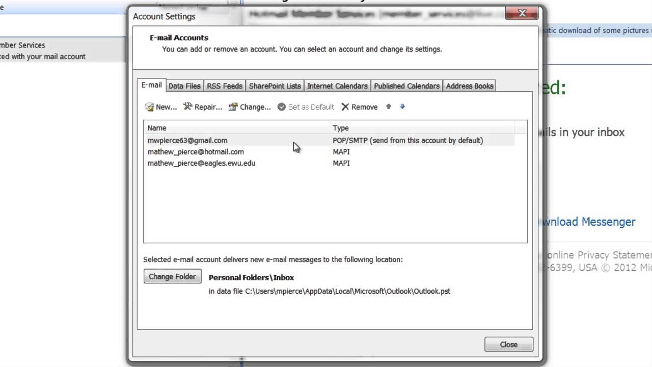 cómo encontrar el nombre del servidor smtp de Exchange de Outlook 2010