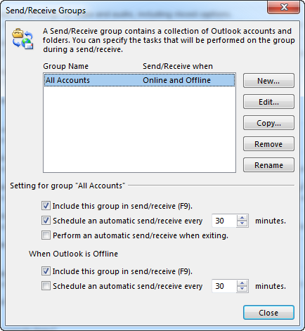 jak zaplanować odbieranie w programie Outlook 2007