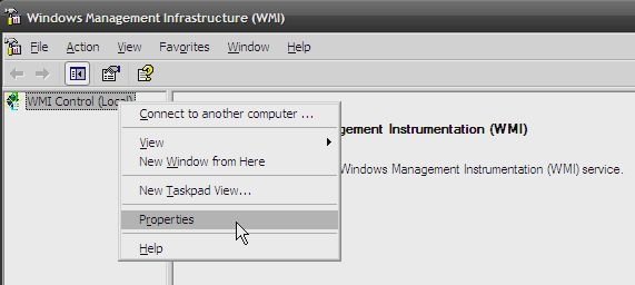 как установить надлежащую защиту пространства имен wmi в Windows Server 2008