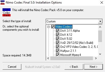 nimo 코덱 팩 5.0 빌드 9b1 무료 다운로드