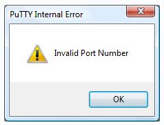 putty niedopuszczalny błąd portu