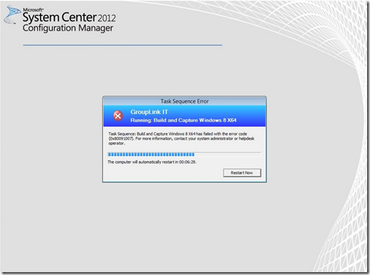 sccm 2012 build and capture process sequence error