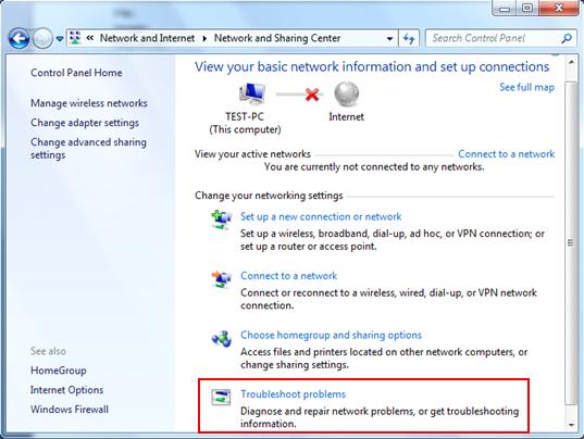 rozwiązywanie problemów z dzieleniem sieci w systemie Windows 7