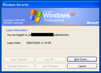 windows windows xp ctrl alt delete role manager