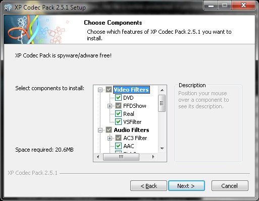 2 kodeki dla systemu Windows XP