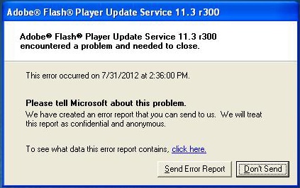 adobe flash player update service error