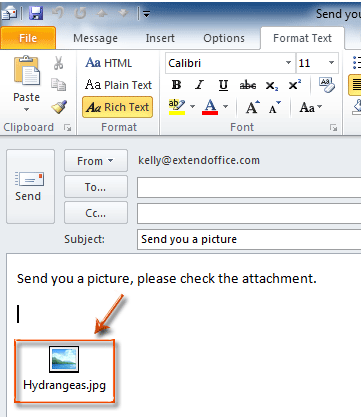 załącznik w programie Outlook 2007 wewnątrz treści