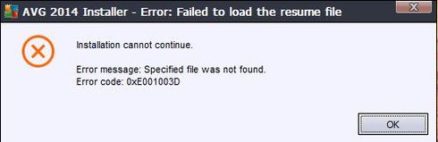 avg error message specified file was not found