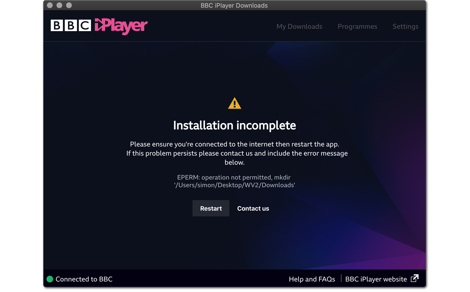 bbc iplayer desktop error 2032