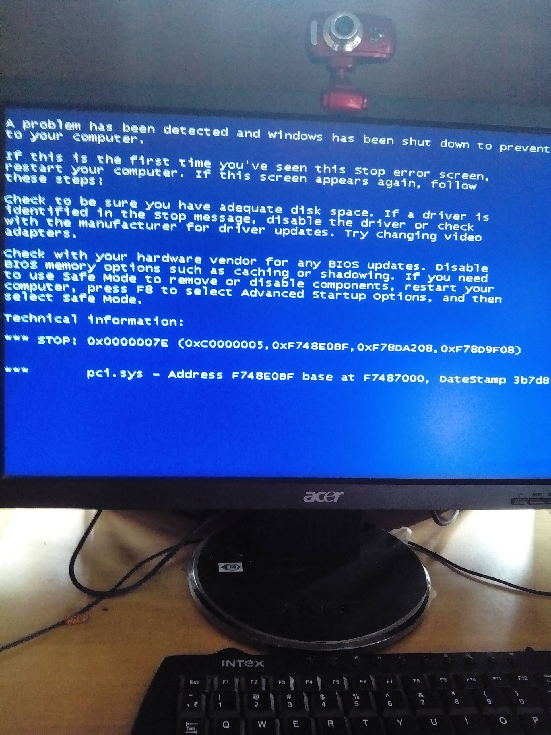 bsod installing xp pci.sys