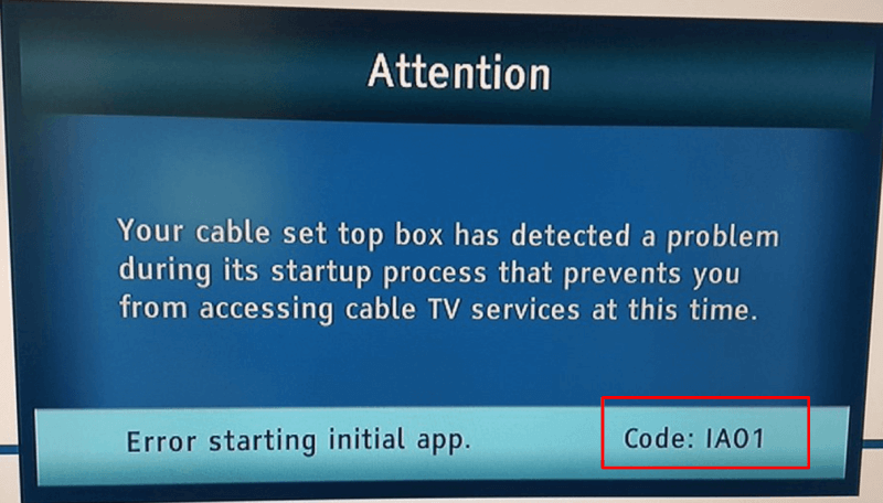 kod błędu jednostki kablowej 1a01
