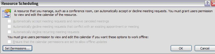 calendar options resource preparation error