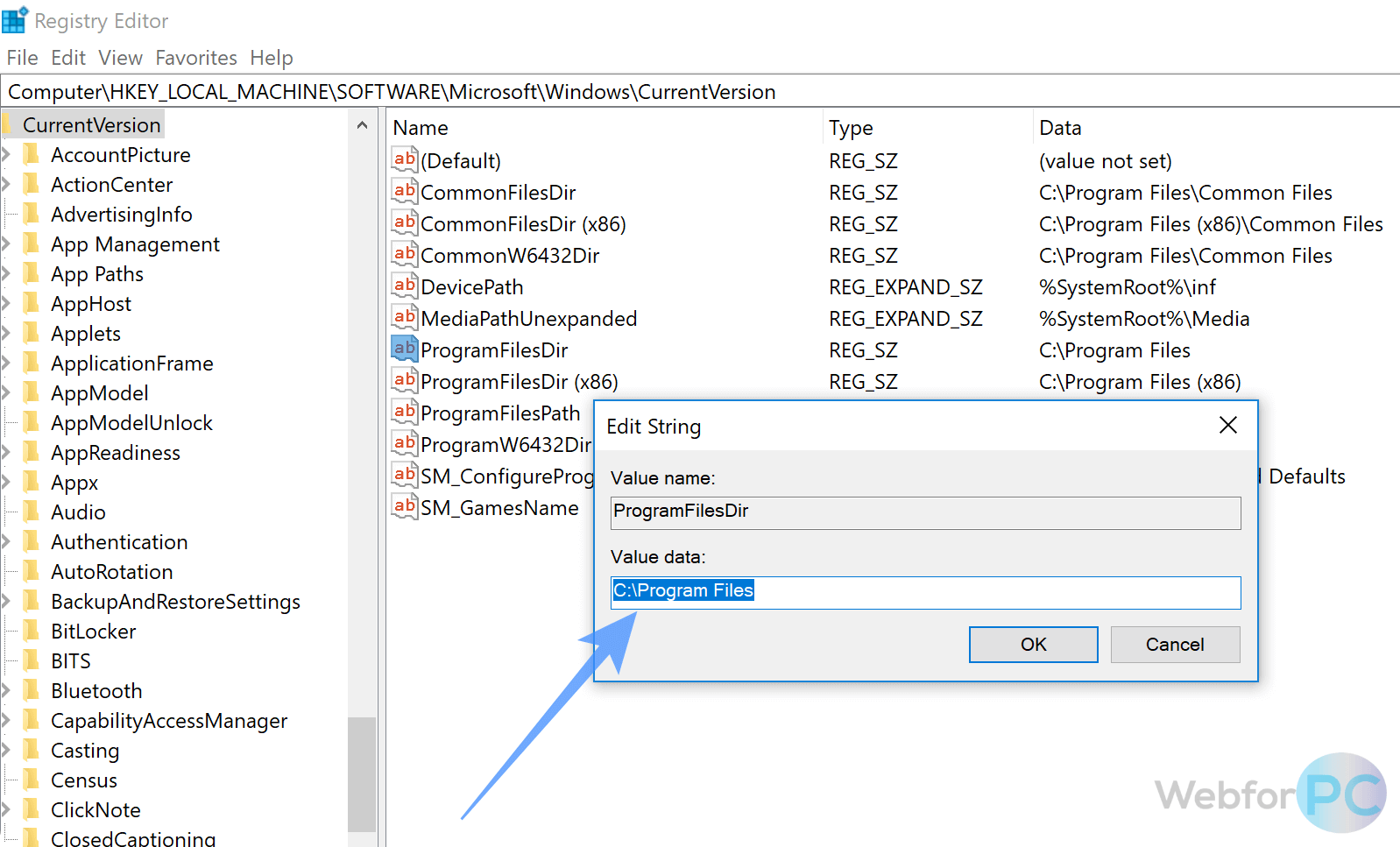 изменяя каталог по умолчанию, вы можете установить каталог в Windows 7
