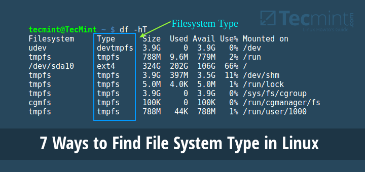 check file system type linux