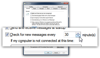 Check in Bezug auf neue E-Mails in Windows Live