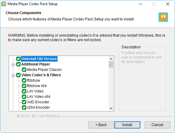 codec pack för att kunna spela .avi i Windows Music Player