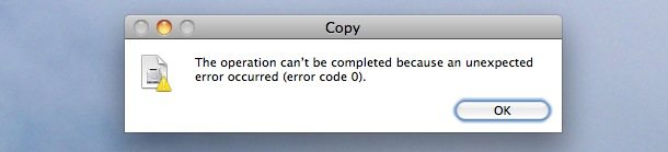 copier le code d'erreur 0 ordinateur mac x
