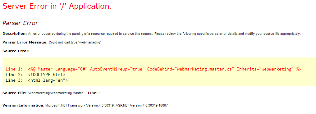 could not parse error message warning