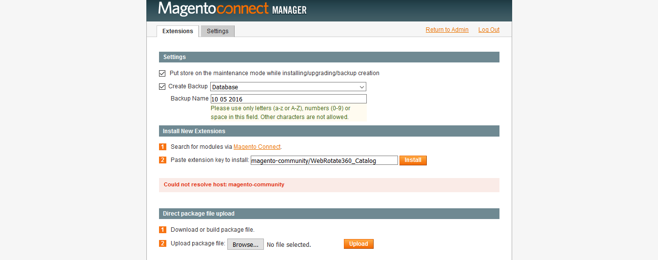 could no resolve host magento-community host far from found