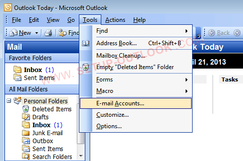 skapa hotmail-konto nära outlook 2003
