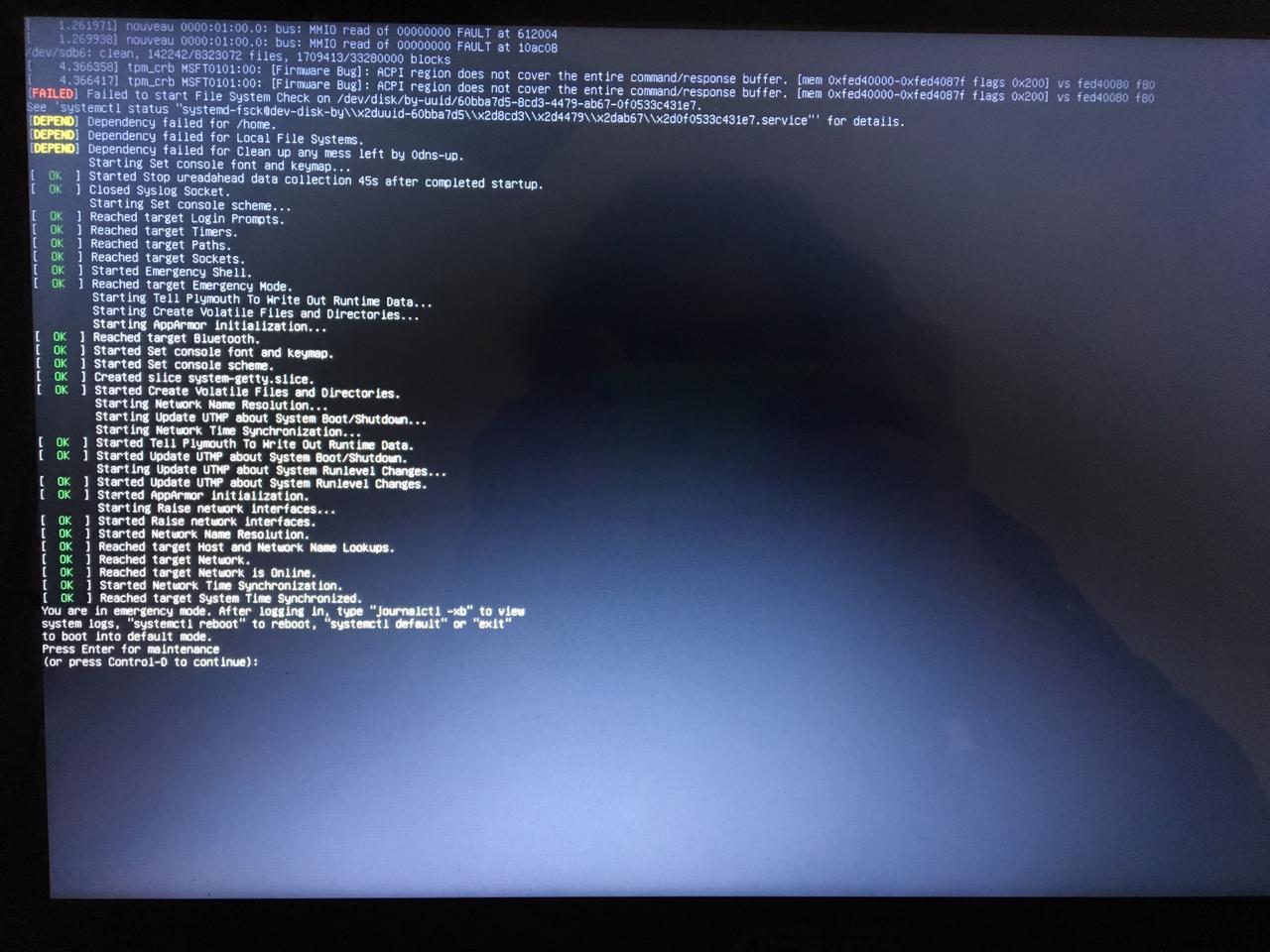 debian disable file system check on boot