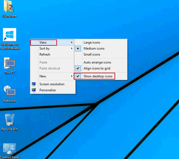 Administrationspanel Icon Desktop löschen