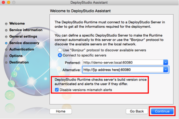 deploystudio runtime differs server