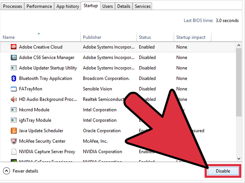 disable startup items in windows 8