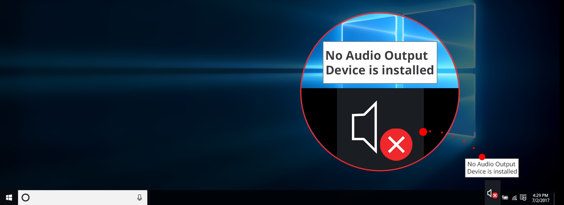 does my computer keep saying no audio output device installed
