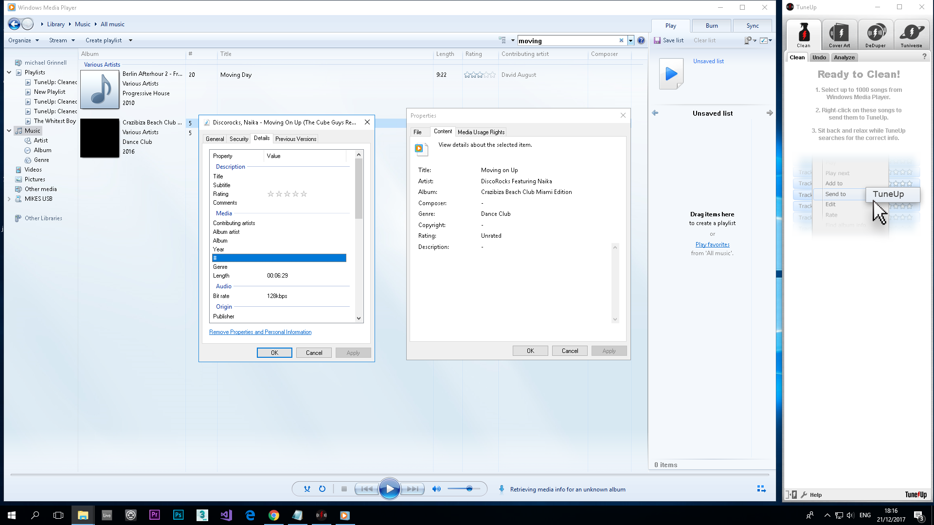 editar informes de canciones en Windows Media Player