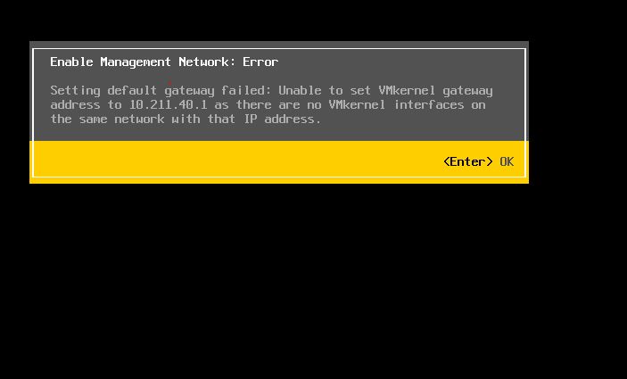 enable management network error