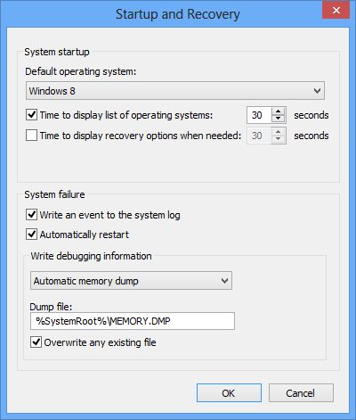 거대한 커널 모드 덤프 정보 활성화 Windows 7