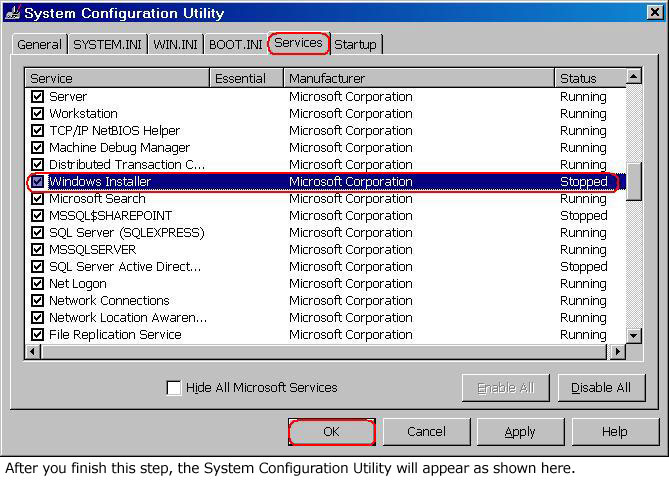Windows 설치 기술자 서비스 활성화