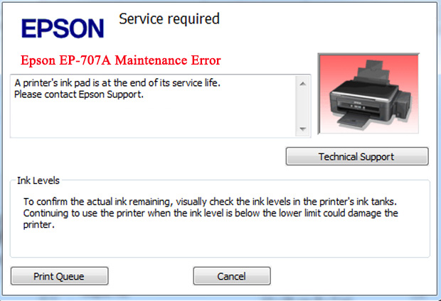 epson 프린터 유지 관리 오류