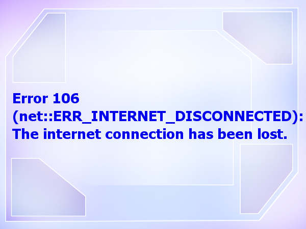 error 106 интернет-соединение потеряно