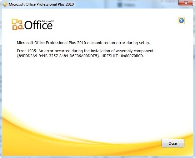 ошибка '35 установщика Windows Windows 7