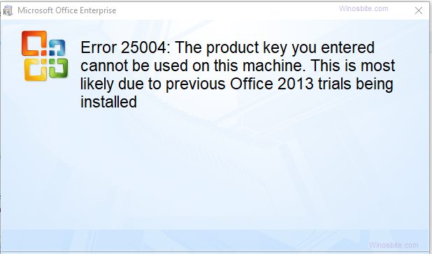 errore 25004 l'ufficio aziendale di Microsoft