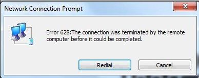error 628 virtual private network connection