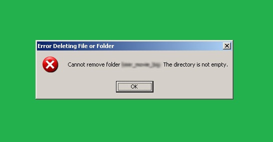error al eliminar el directorio de la carpeta de archivos no está vacío