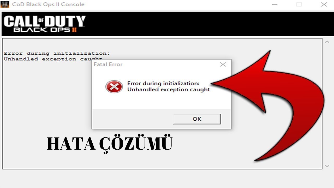 error during initialization unhandled exception caught black ops 2 solution