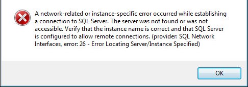 error location server instance specified