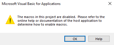 error macros project disabled