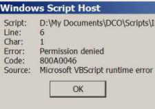 error source= microsoft vbscript 런타임 다운 오류 설명 권한 거부됨