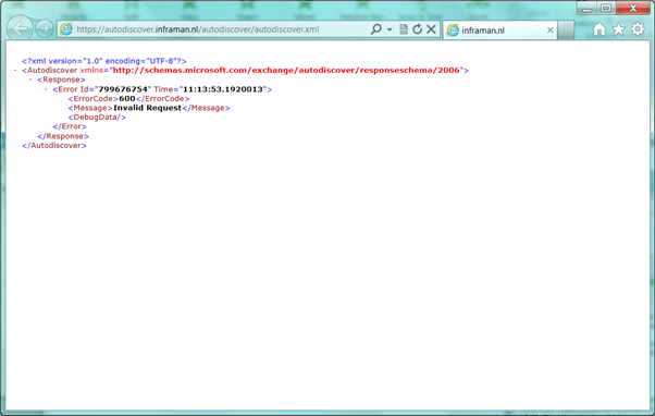 exchange 2010 autodiscover web page error 600