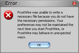 frostwire startup error