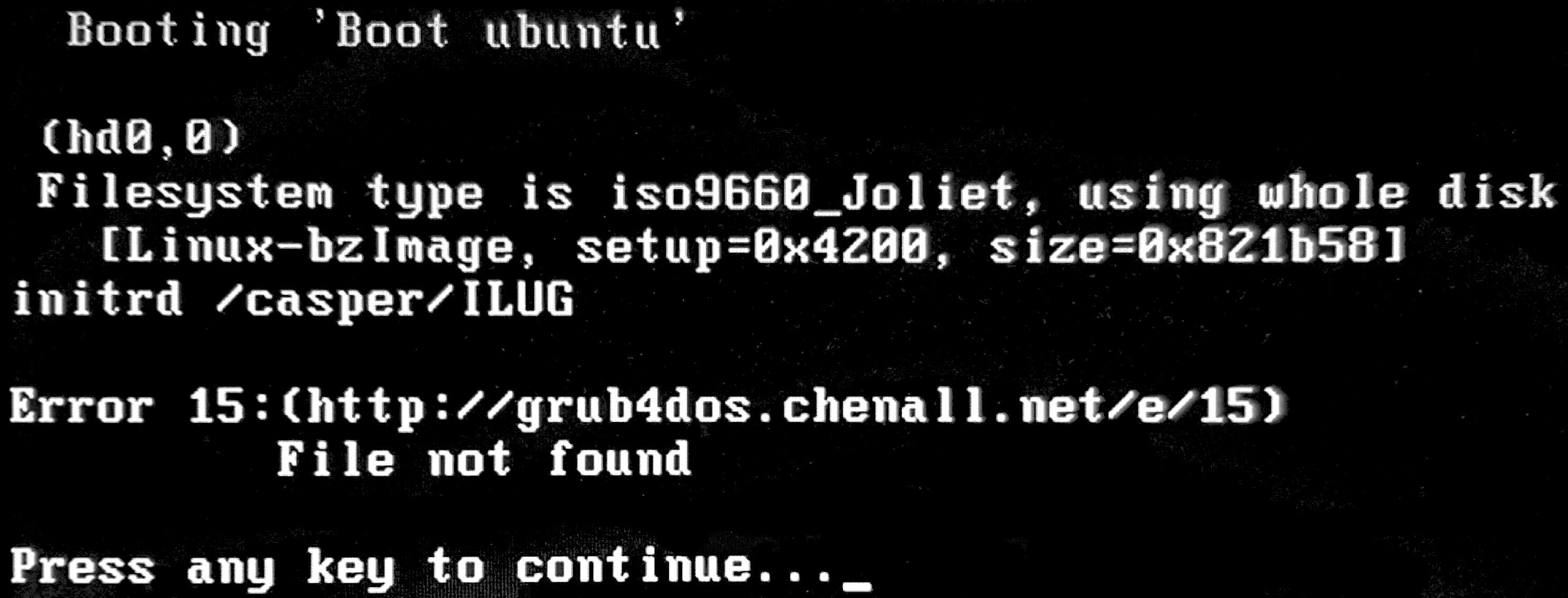 grub 15 error linux