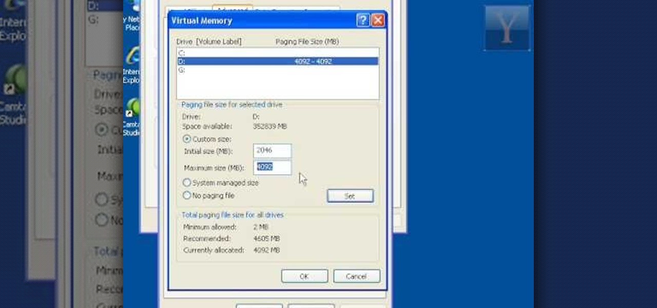 how can increase virtual memory in window xp