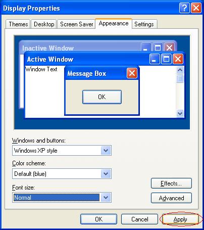 cómo cambiar las fuentes en Windows XP